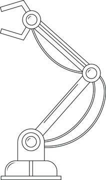 Robotic Arm Outline Icon Illustration on White Background