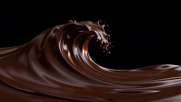 Splash Chocolate Curl Landscape Concept Illustration