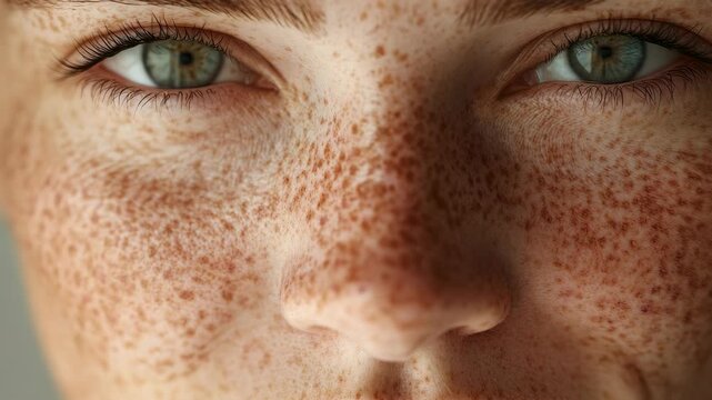 Close-up of a Serene Face with Freckles and Closed Eyes