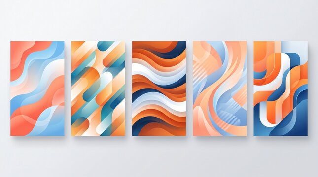 Abstract digital art backgrounds with colorful fluid waves and modern gradient shapes.