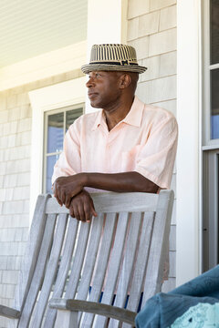Portrait Senior black man at home