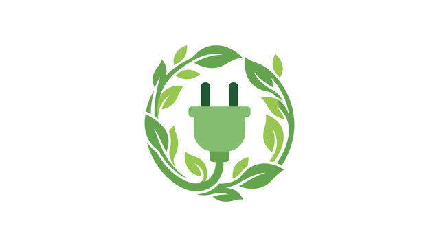 Electric plug surrounded by circular leaf wreath.