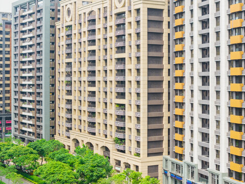 Modern High Rise Apartment Buildings in Urban Cityscape
