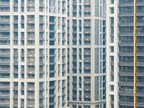 Modern High Rise Apartment Buildings with Balconies