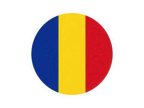 Circular icon of the national flag of romania isolated on transparent background