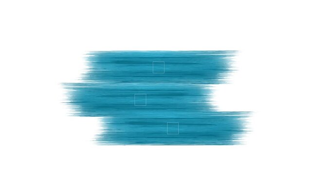 Dynamic triple cyan blue brush stroke text banner overlay on white screen background, creative video editing overlay, abstract visual effects graphic element for video editing.4k loop animation