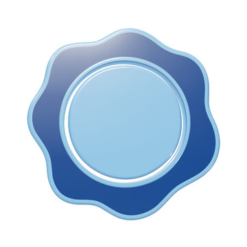 A glossy blue wax seal stamp icon rendered in a smooth 3D style, isolated on a white background, for authentication and, official document themes isolated on a transparent background