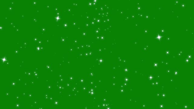 Smooth glowing magic glitter trail animation white twinkling stars shimmer fairy dust sparkle particles cartoon doodle starlight effect, green screen overlay video background 4k
