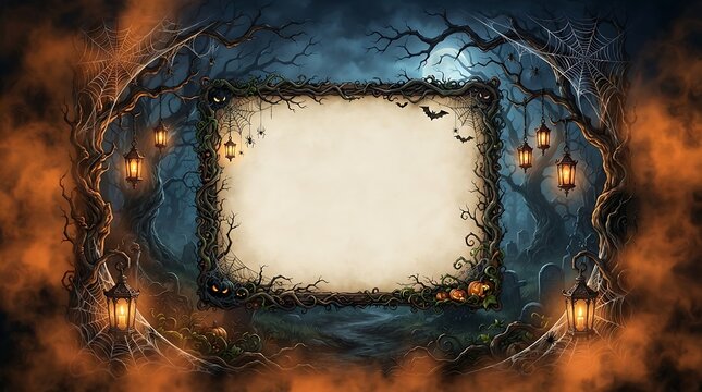 abstract grunge background with frame happy Halloween