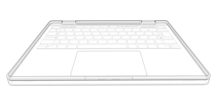 laptop wireframe illustration. Vector