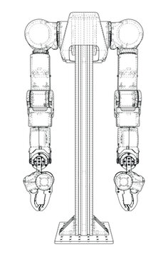 industrial robotic arm wireframe. Vector