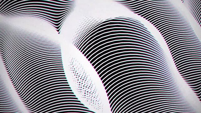 Abstract monochrome black and white wavy line pattern animation background
