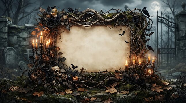 scary halloween background with frame