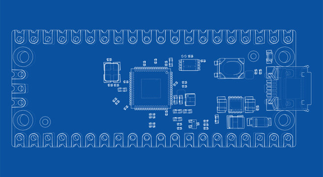 circuit board blueprint illustration. Vector