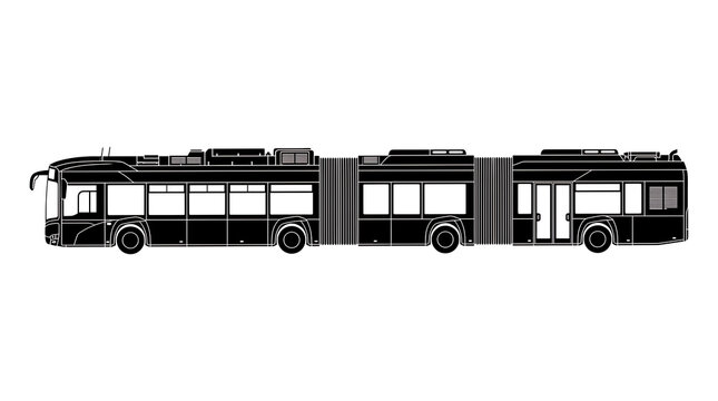 Articulated City Bus Side Profile Silhouette Illustration
