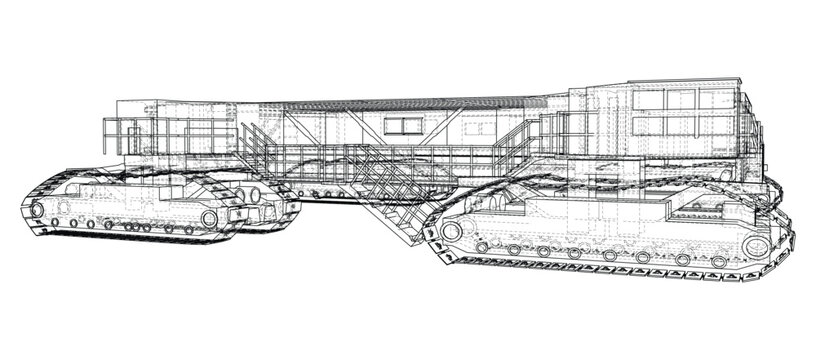 heavy machinery wireframe illustration. Vector