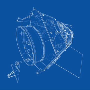 blueprint of a spacecraft component. Vector