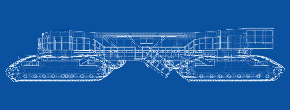 heavy machinery blueprint illustration. Vector