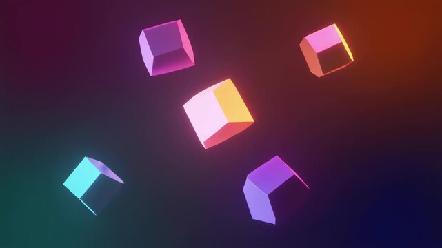 Seamless loop glowing geometric orbs rotating minimal gradient background animation