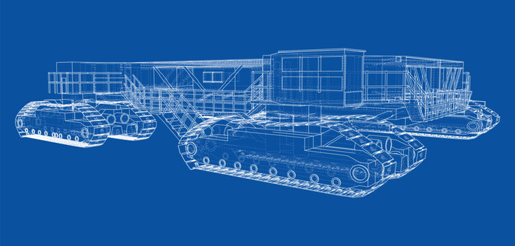heavy machinery blueprint illustration. Vector