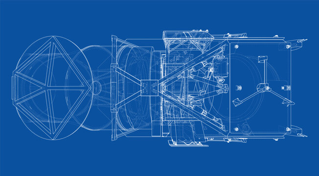 blueprint of a mechanical device. Vector