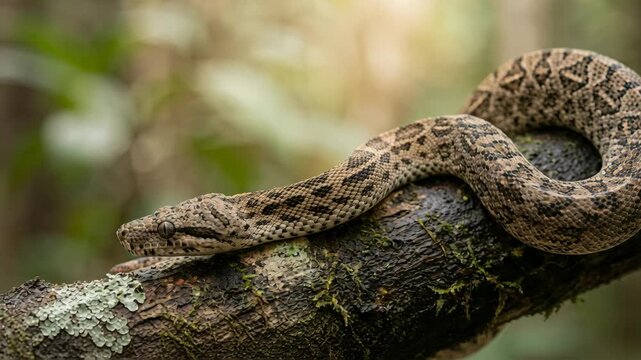 dwarf boa in madidi national park bolivia close up morning light video