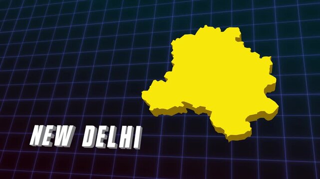 3D Delhi NCR National Capital Region India Union Territory Documentary Infographic Style Futuristic Map 4K Video