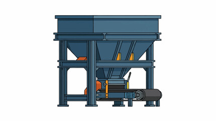 Fototapeta premium Industrial conveyor system with hopper and material handling equipment.