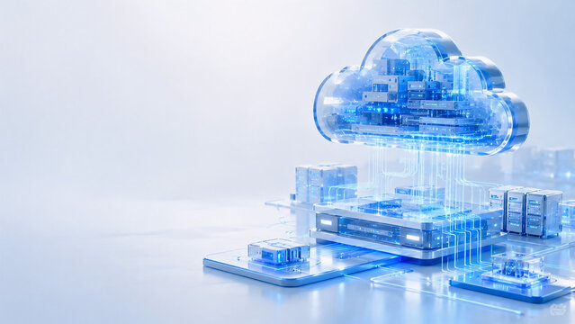 Futuristic Cloud Computing Network with Data Servers and Digital Infrastructure