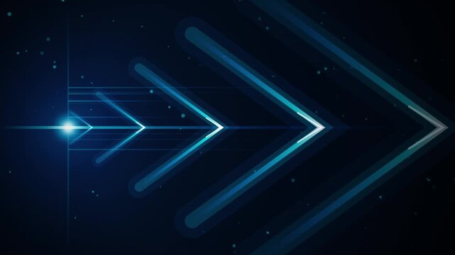 Blue Arrow Forward Motion Technology Background, Futuristic Speed Chevron Light Animation