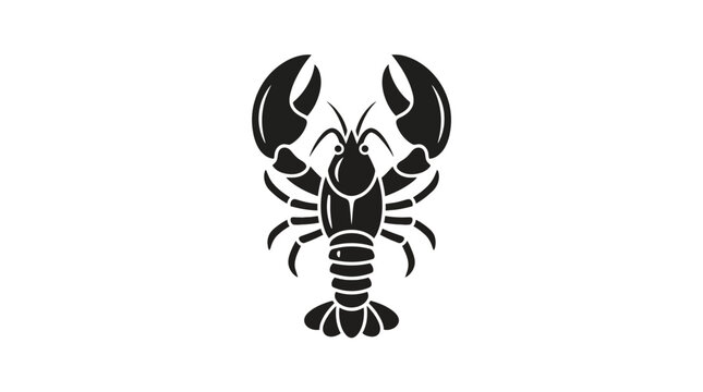 Flat lobster vector icon silhouette isolated on white background for seafood branding