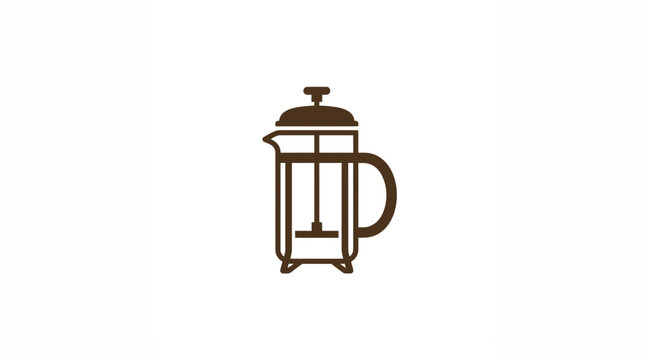 Minimalist French press coffee maker icon vector illustration isolated on white background