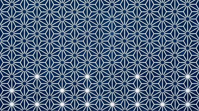 Traditional Japanese Indigo Blue Asanoha Geometric Pattern Background