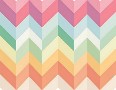 Pastel chevron pattern with colorful geometric 3d blocks