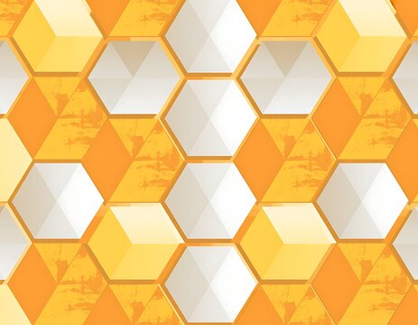 Abstract geometric pattern with yellow and white hexagons