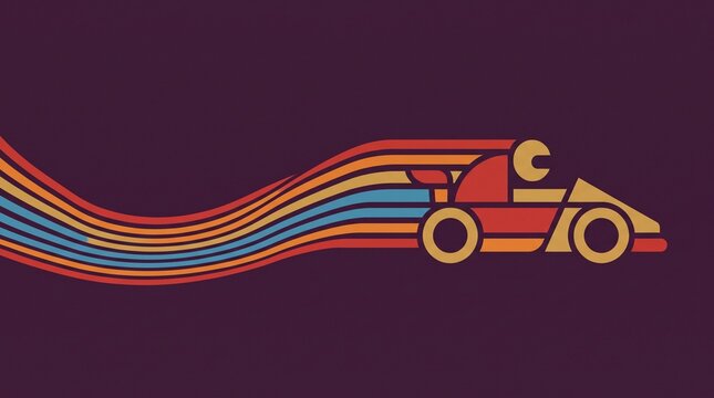 Retro sports illustration with flowing motion lines
