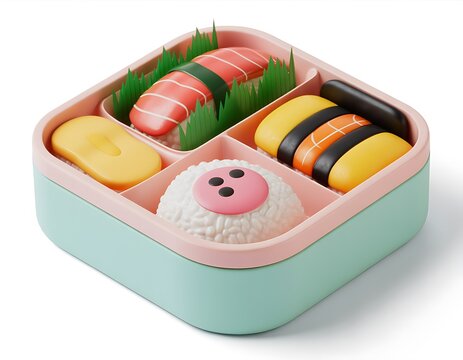 Japanese bento box with sushi and rice lunch set