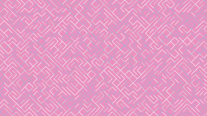 Fototapeta premium Geometric maze pattern with white angular lines on pink background creating abstract symmetry complexity and modern decorative design