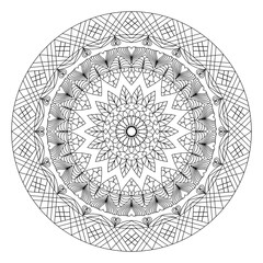 Naklejka premium Geometric Sunflower Mandala Line Art