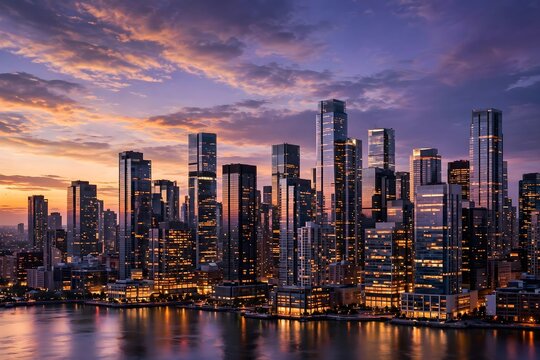 Urban Cityscape At Dusk