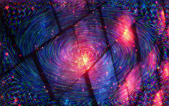Colorful cosmic nebula in space with bright center