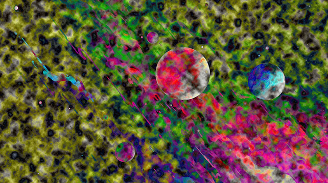 Colorful pixel art face with abstract background