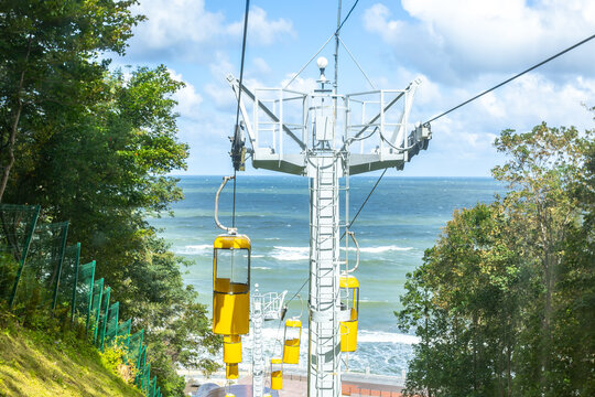 cable car funicular from the mountain to the sea