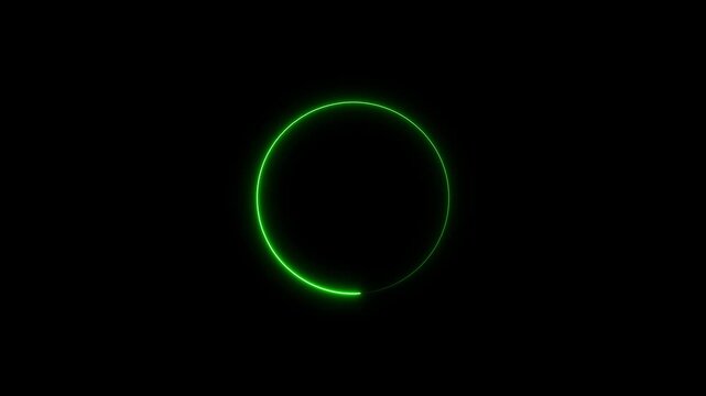 neon circle frame overlay 4k, glowing neon circular border pulsing animation, live streaming neon sign circle effect. alpha channel seamless loop.