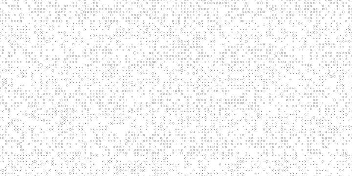 Random  tic tac toe game seamless pattern. Abstract bg with irregular gaps. Geometry modern digital texture. Vector fon for simple website UI or UX design.