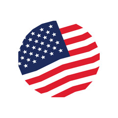 Obraz premium American Flag Stylized USA Patriotic Emblem With Stars And Stripes Isolated On White Background