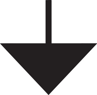 A smooth deep black arrow icon silhouette pointing down