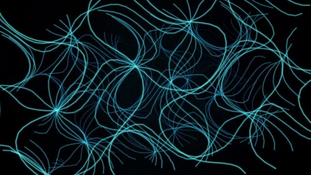 Abstract Flowing Blue Line Pattern with Interwoven Curves and Dynamic Futuristic Digital Motion Background