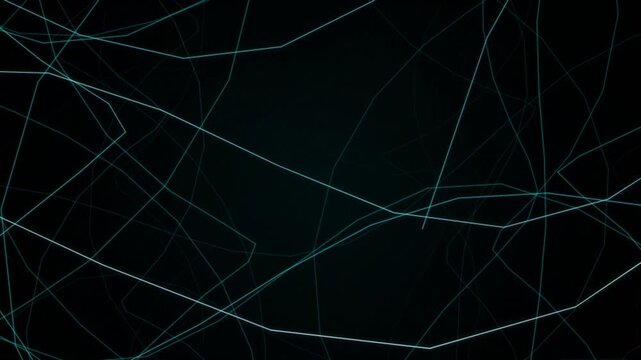 Abstract Thin Blue Geometric Lines Crossing a Dark Background with Futuristic Digital Network Motion