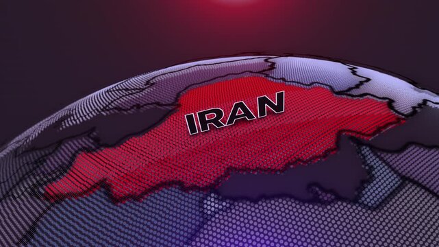A 3D world map highlights Strait of Hormuz, and Iran, the Middle East, IRAN map, Hormuz,
